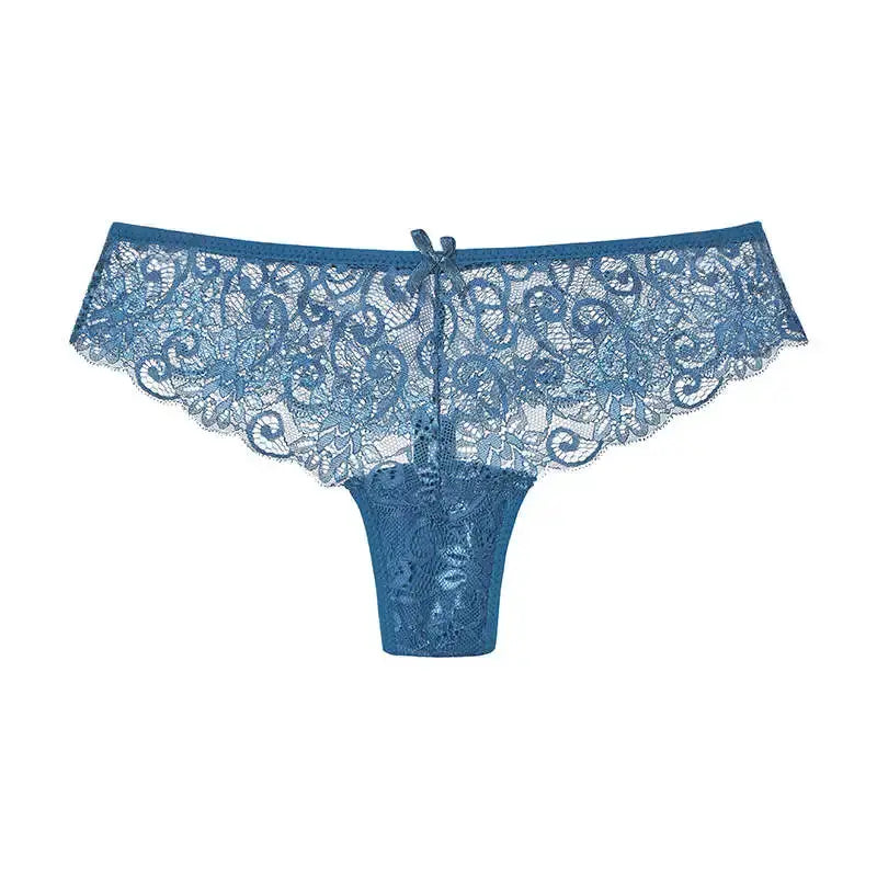 LaceLuxe Women Breathable Lace Panties Briefs Comfortable Nylon Spandex Blend With Hollow Bowknot Design