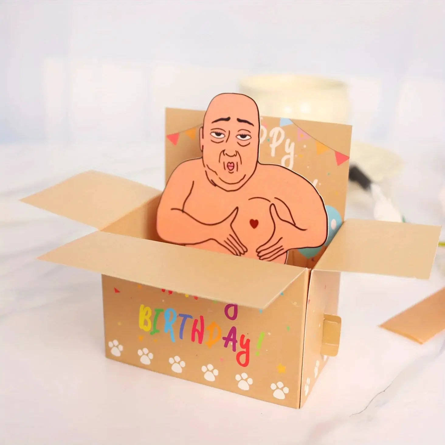 One Piece Hilarious Birthday Pop Up Card With Humorous 3D Character Design Featuring Heart Balloons And Confetti