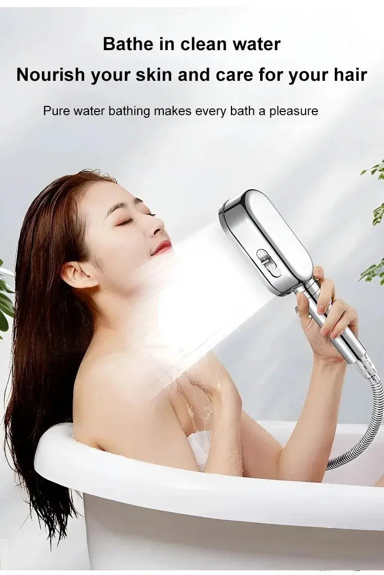 Simples Market high-pressure shower head set with 3 modes, chrome handheld shower and hose