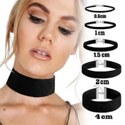 Soft Black Velvet Choker Necklace With Heart Pattern And Tibetan Silver Accents For Punk Gothic Style