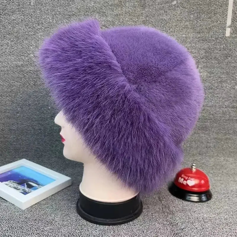NordicPeak Womens Winter Fur Hat With Thick Plush Fur Windproof Elastic Fit For Cold Weather Outdoor Sports