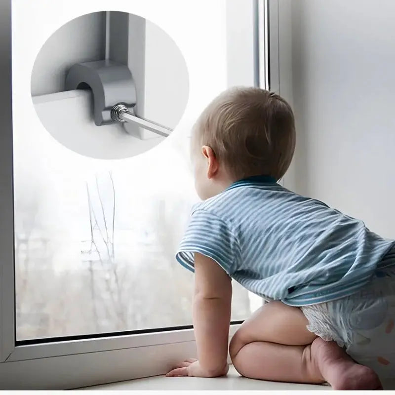 Simples Market aluminum window lock stopper for sliding sash; gray anti-theft child safety limiter.