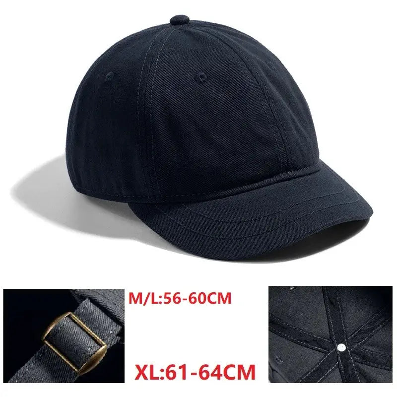 Big Head Hat Back Closed 5cm Short Brim Baseball Cap For Men Mesh Fitted Stretchy Full Closed Caps 56-60cm 61-65cm