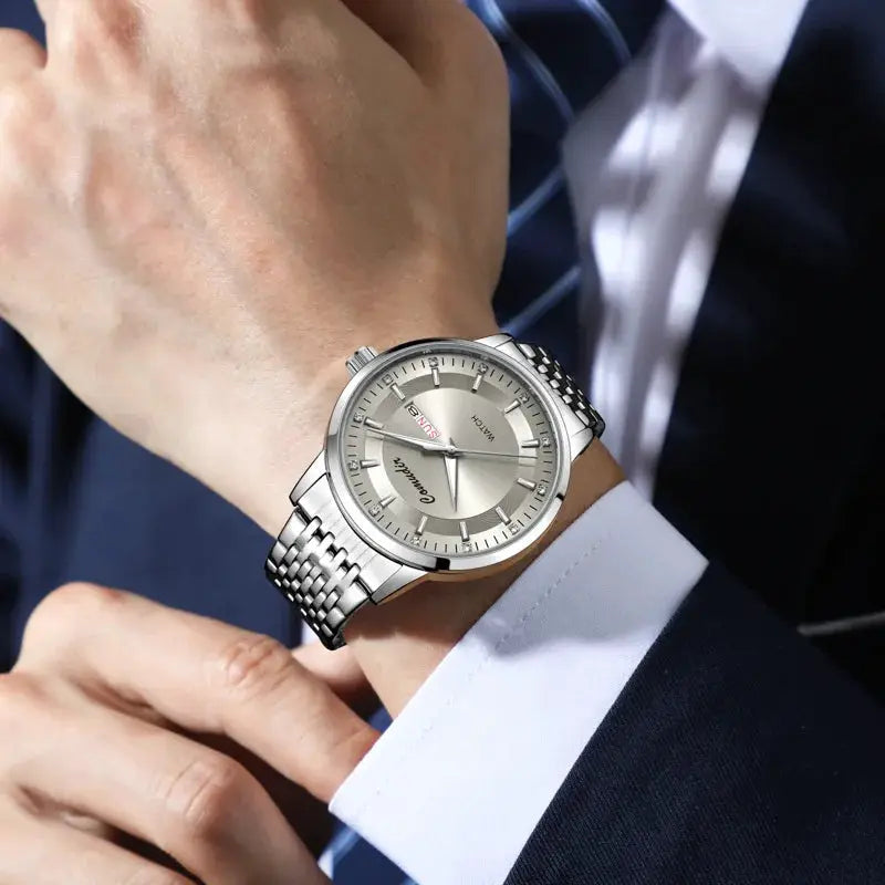 NovaLux Hollow Dial Automatic Mens Waterproof Watch Glow In The Dark Dual Calendar Timepiece