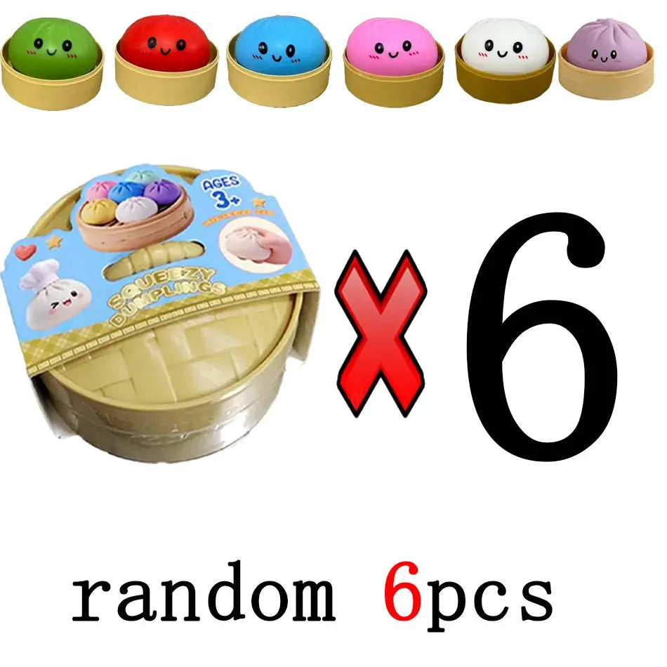 Dumpling Squishies Cute Colorful Bun Toy Slow Rising Stress Relief Fidget for Kids and Adults Anti Anxiety Gift