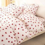 Duvet cover set, 3pc red heart printed with 1 duvet cover and 2 pillowcases, soft and skin-friendly from Simples Market