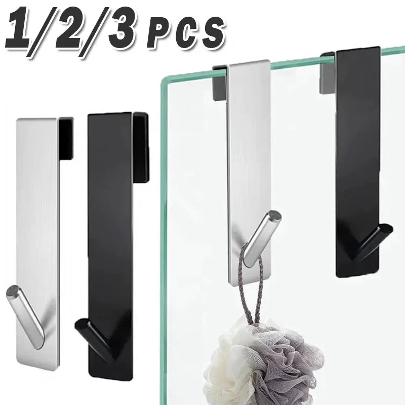 S-shaped shower door hooks by Simples Market, stainless steel over-glass hooks for towels and bathrobes (1/2/3 pcs)