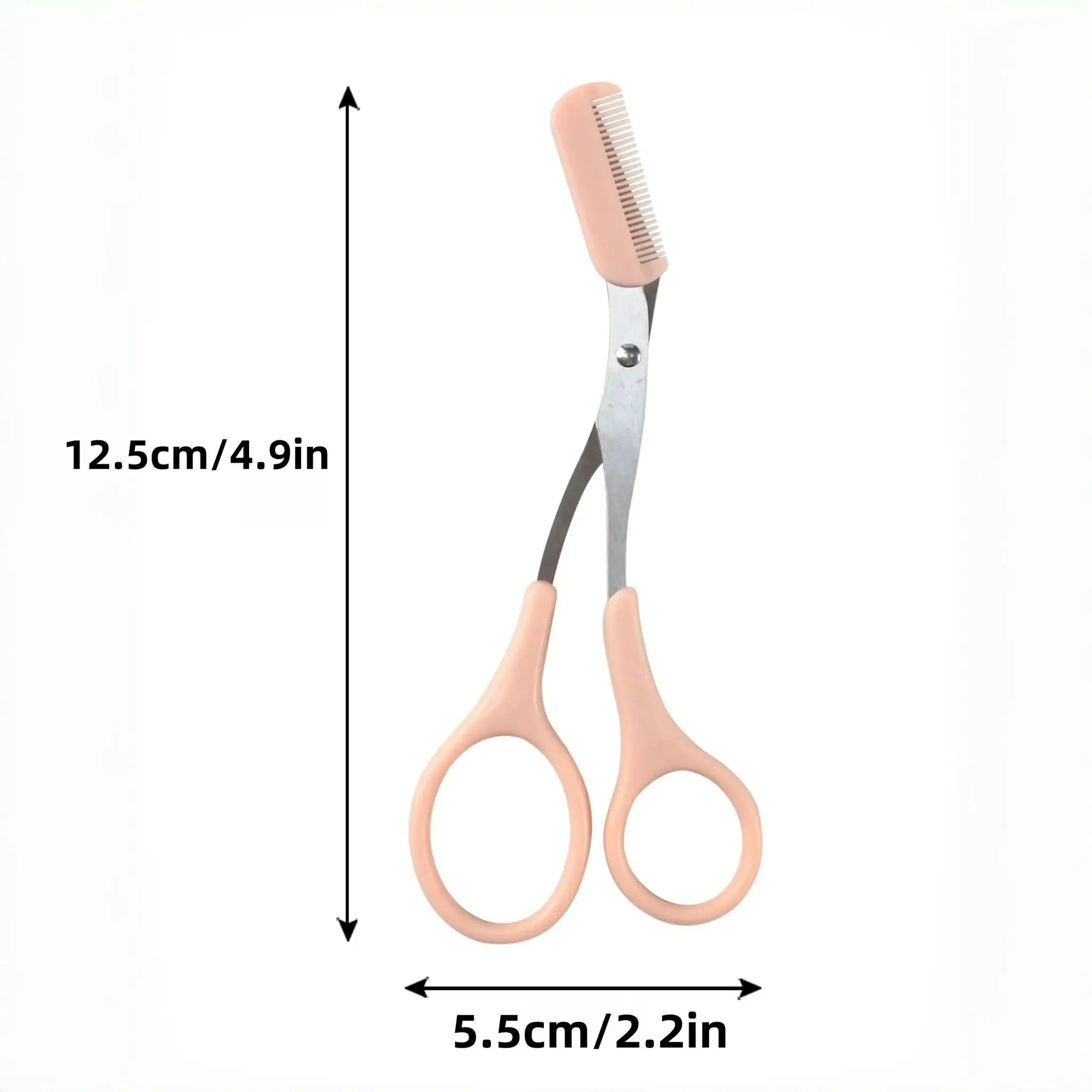 Pink Eyebrow Trimming Scissors With Built In Comb Stainless Steel Precision Grooming Tool For Perfect Eyebrows