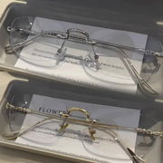 LumiView Square Rimless Anti Blue Light Glasses For Men And Women Reducing Eye Strain From Digital Screens