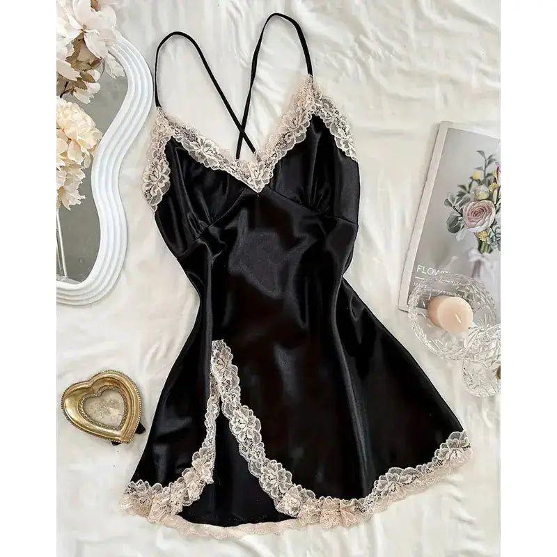 VelvetMoon Off Shoulder Ultra Short Nightgown See Through Lingerie Sleep Dress For Summer Comfort