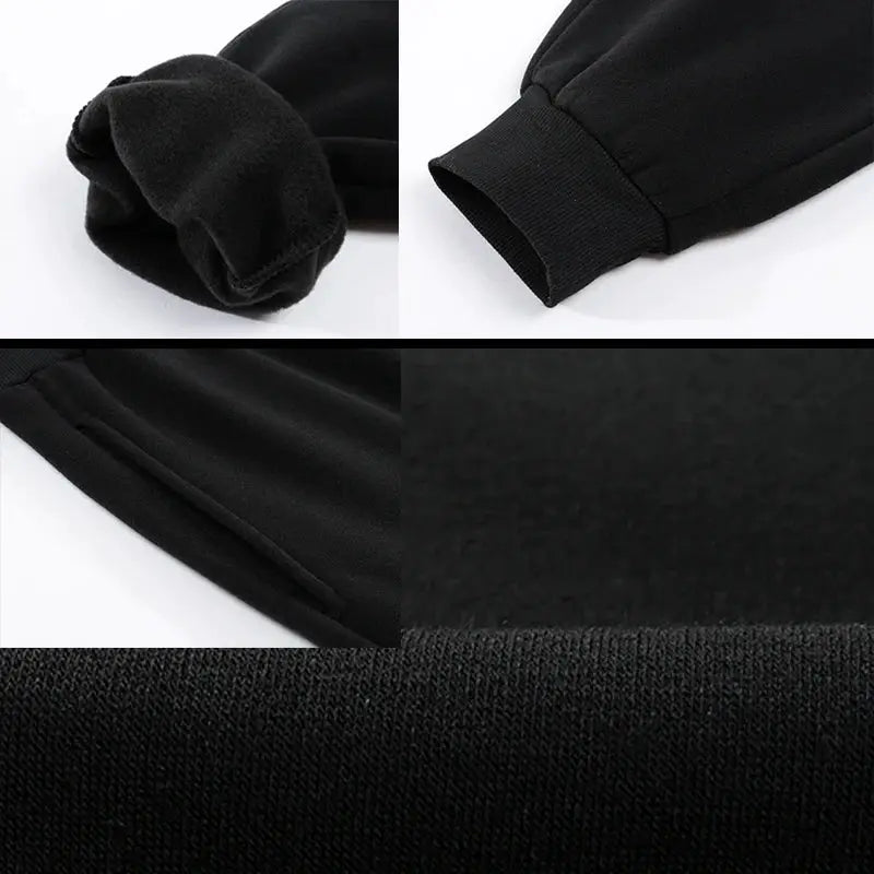 Men's black jogger sweatpants with ribbed cuffs and side pockets