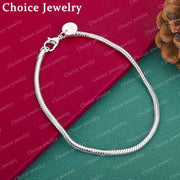 925 Sterling Silver Snake Chain Bracelet, 3 mm, 16–23 cm, unisex bracelet