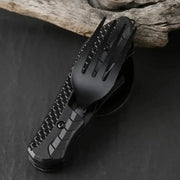 Three In One Multi Tool Camping Folding Knife Stainless Steel Spoon Fork Bottle Opener Hook Design Comfortable Grip