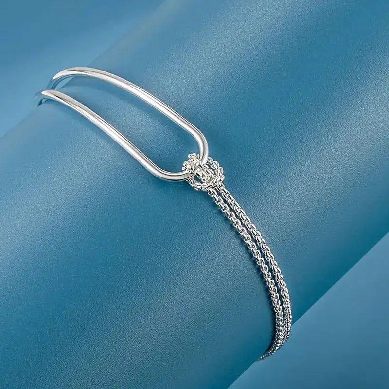 New S925 Silver Minimalist Geometric Collage Bracelet Womens Jewelry Exquisite And Elegant Gifts
