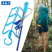 4-in-1 hydration water bladder cleaning kit in blue with brush, cleaning rod and hook for outdoor camping by Simples Market