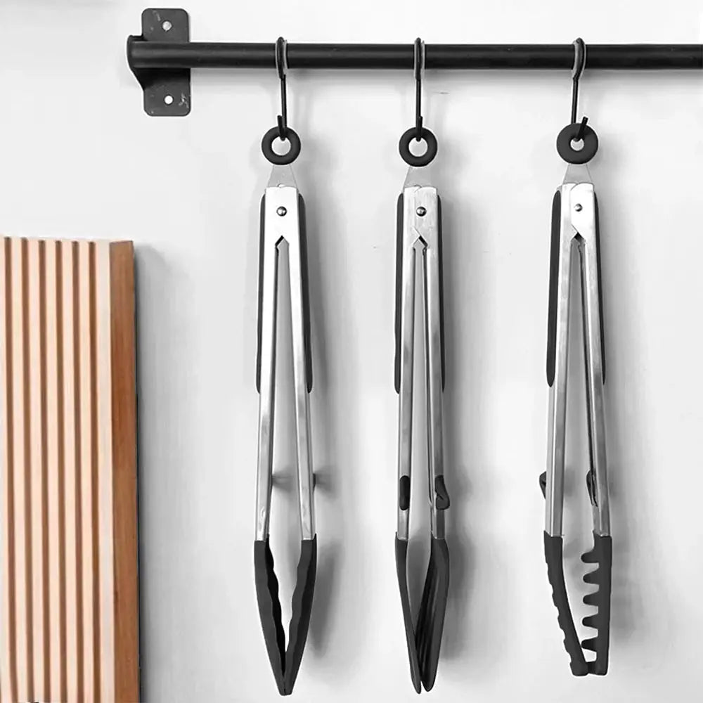 LMETJMA Silicone Kitchen Tongs Nonstick Heat Resistant for BBQ Salad Pasta Steak Noodles JT302