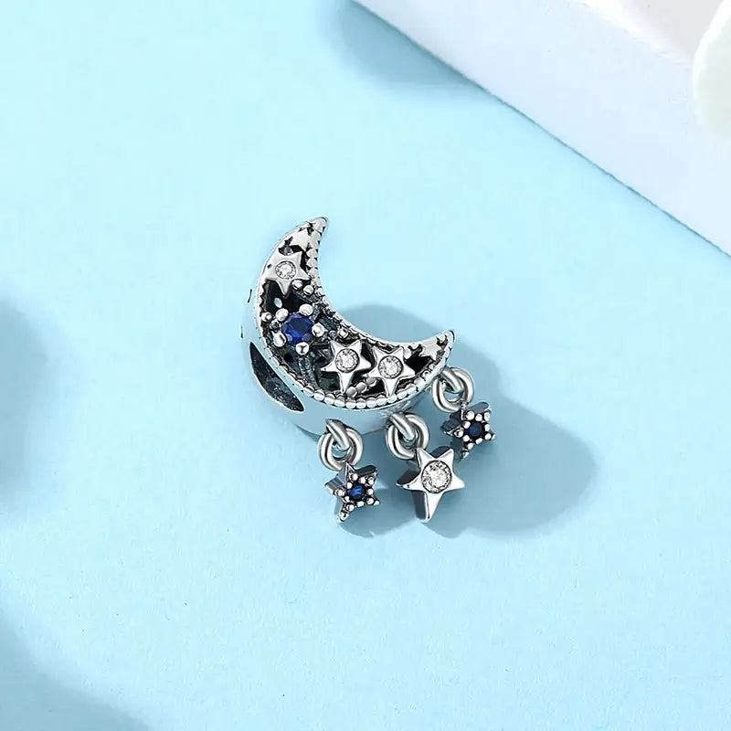 925 Sterling Silver Charms For Original Bracelets Star Moon Sun Spaceman Zircon Pendant Beads For DIY Women Necklaces