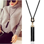 Women's Tassel Geometric Pendant Necklace With Long Chain Zinc Alloy Jewelry For Party And Everyday Wear
