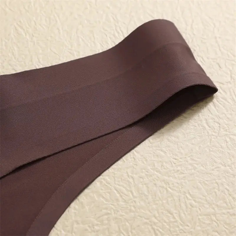 Simples Market brown ice-silk seamless G-string thong fabric close-up