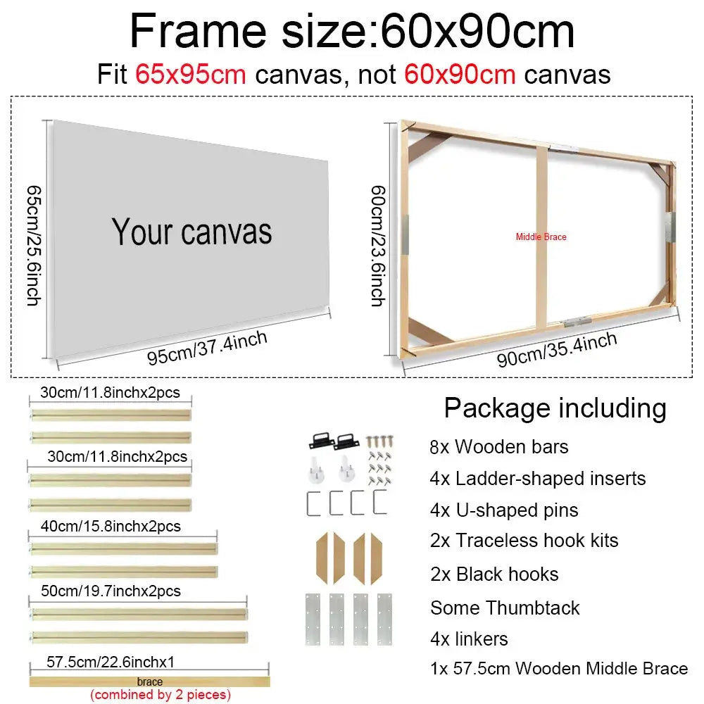 Canvas frame set in natural wood by Simples Market; 60x90 cm frame with mounting hardware