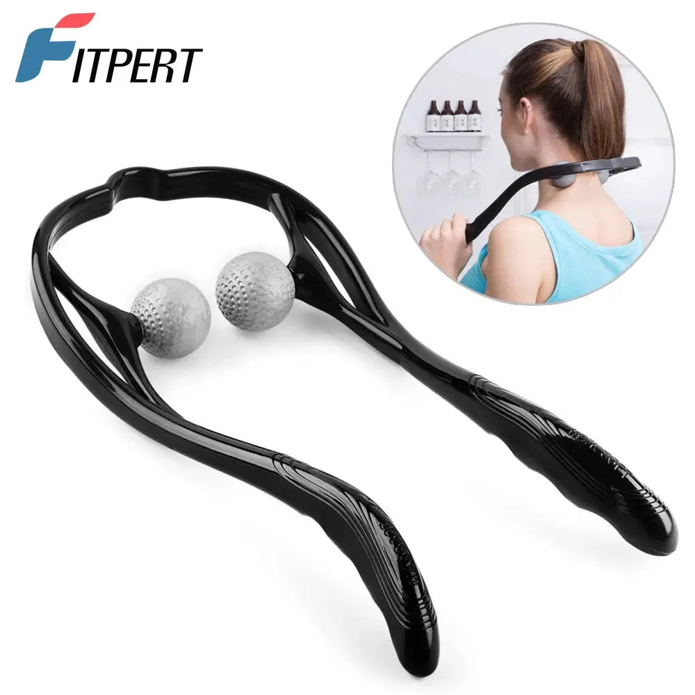 Neck massager with dual shiatsu nodes, black ergonomic handles, lightweight and portable by Simples Market