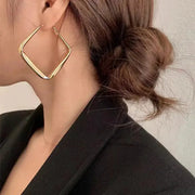 Gold Tone Exaggerated Geometric Circle Hoop Earrings For Women Fashion Jewelry Statement Accessory