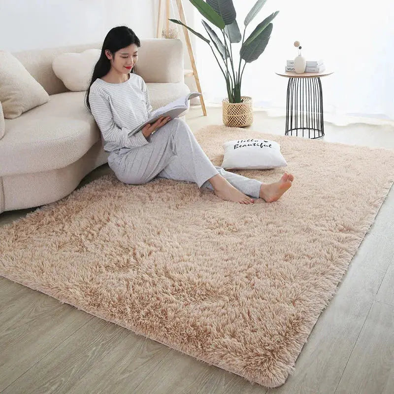 Kids shaggy rug by Simples Market in peach, large soft carpet for living room or bedroom