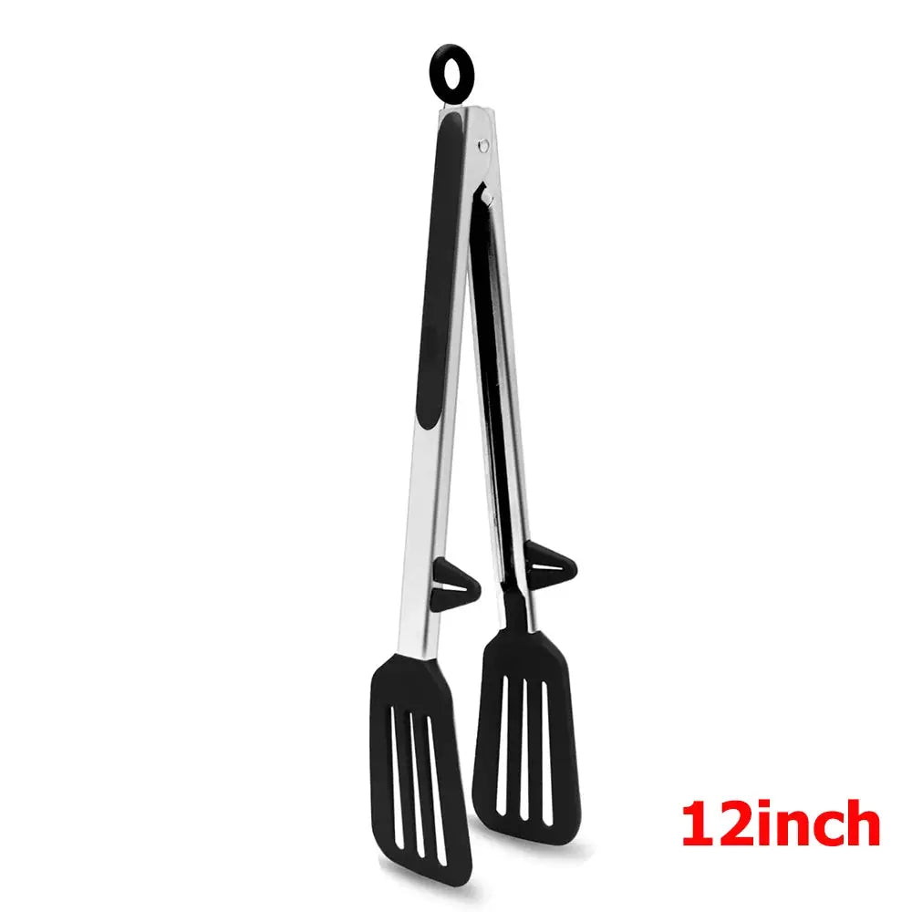 LMETJMA Silicone Kitchen Tongs Nonstick Heat Resistant for BBQ Salad Pasta Steak Noodles JT302
