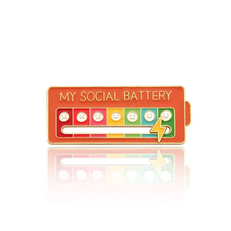 My Social Battery Mood Pins for Women and Men Zinc Alloy Brooches with Sliding Emotional States Seven Moods Gift