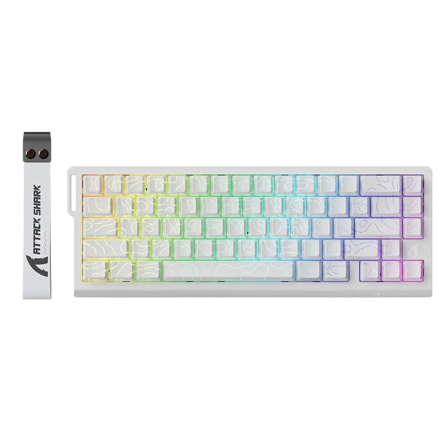 Attack Shark X68 HE 60% wired mechanical keyboard with rainbow RGB lighting and matching wrist rest