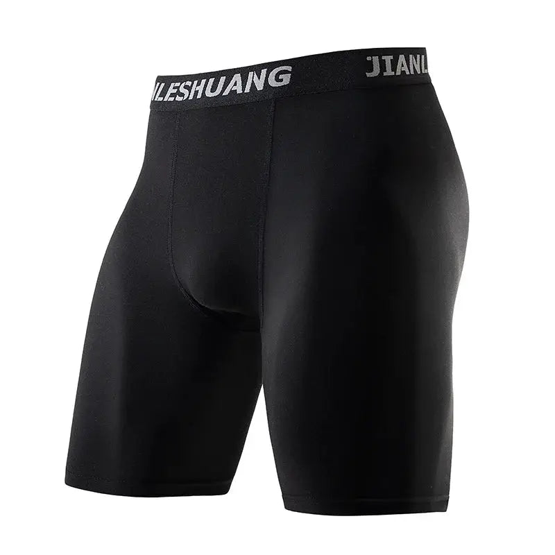 Men's black long boxer shorts with elastic waistband, Simples Market.