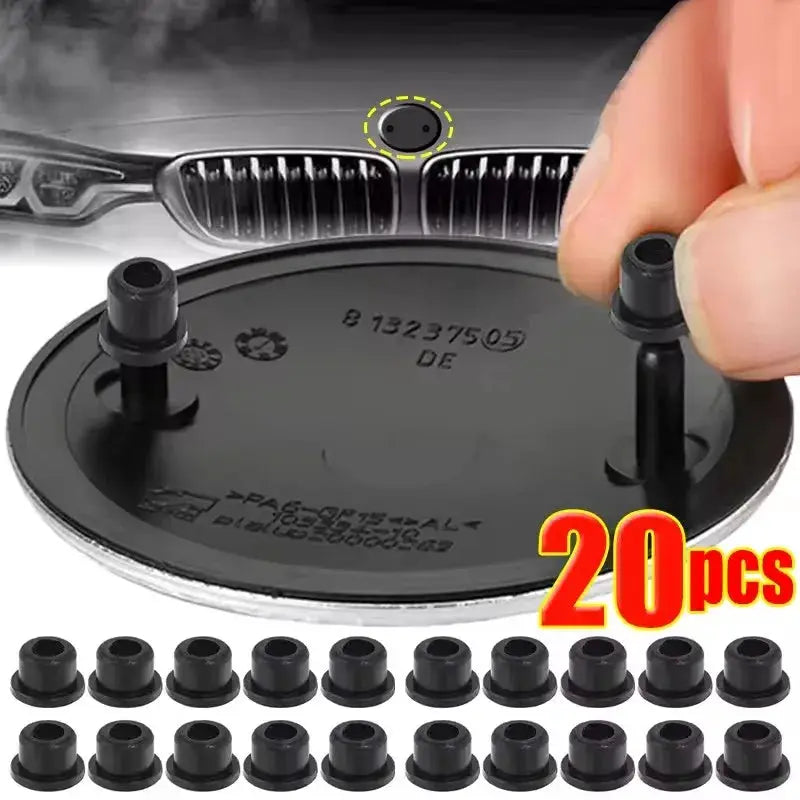 Simples Market BMW hood emblem grommet holder clip set, 20pcs, black plastic