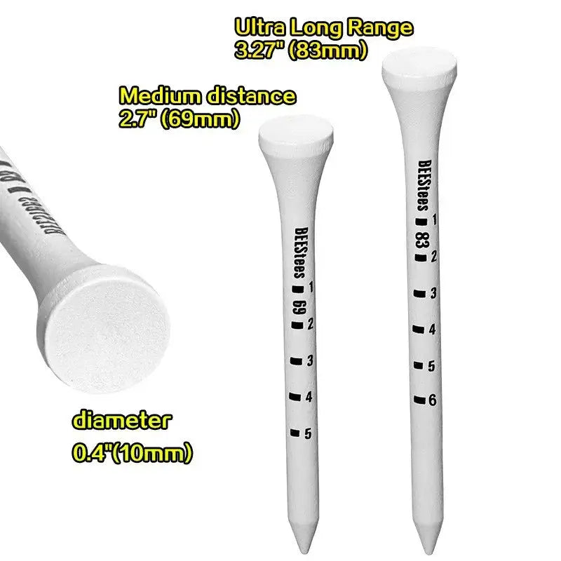 50 Pieces Bamboo Golf Tees 83mm White And Black Adjustable Depth Side Spin Reduction Friction Degree Scale Tees