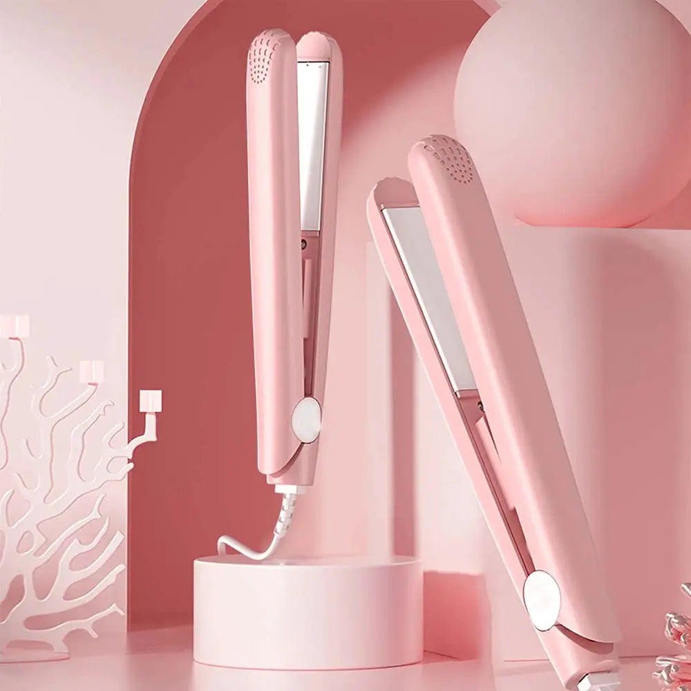 Simples Market pink ceramic flat irons with floating plates, 2 units on display for a smooth finish