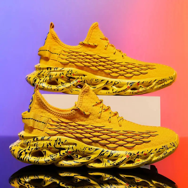 Mens Casual Sneakers Breathable Flyknit Upper Running Shoes Luxury Trainers For Everyday Wear