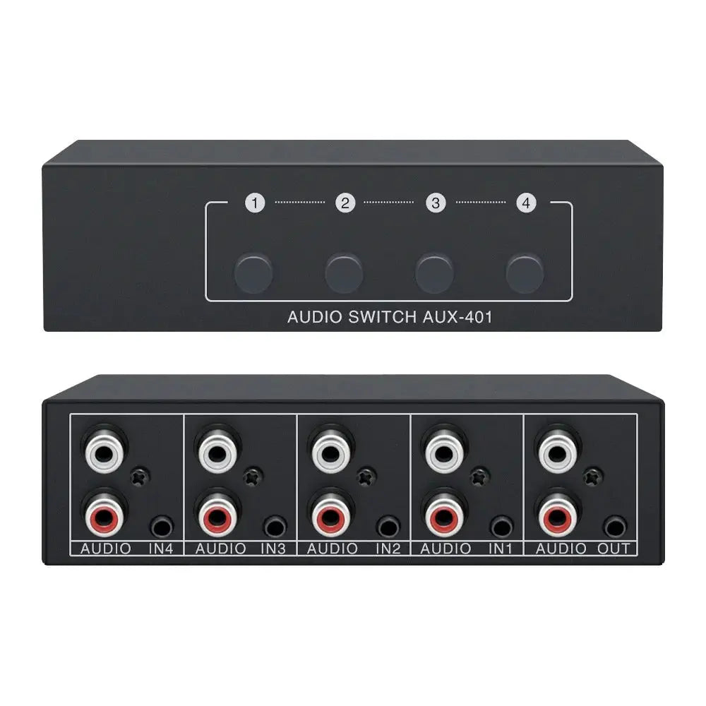 4 In 1 Audio Switcher 1 Output RCA AUX Stereo Selector With 3.5mm And L R Inputs Passive Box
