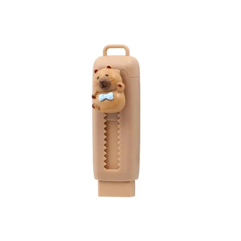 Simples Market capybara eraser retractable beige pencil topper with blue bow