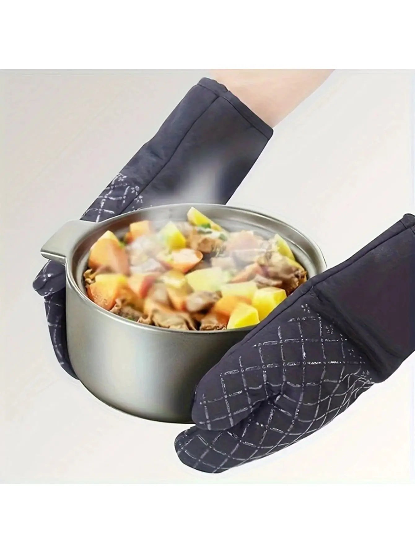 Microwave Cotton Baking Gloves Anti Scalding Heat Resistant Oven Mitts Non Slip Insulation Gloves For Bakeware