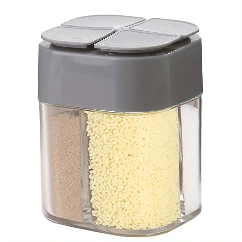 4 In 1 Camping Seasoning Shaker With Four Compartments For Outdoor BBQ Cooking Salt Pepper Storage Box And Lid