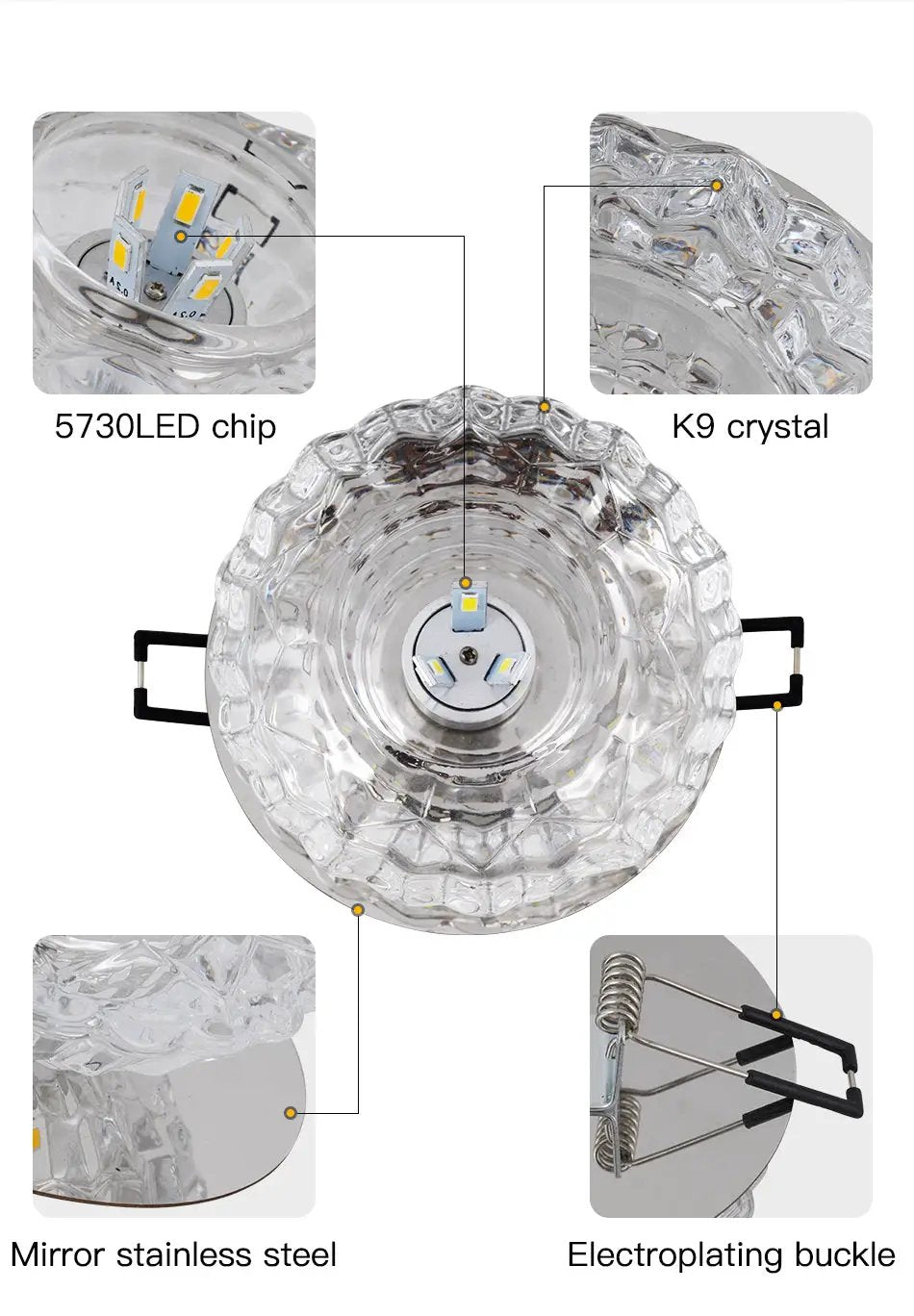 Simples Market Aisle flush LED ceiling lamp crystal glass round ceiling light