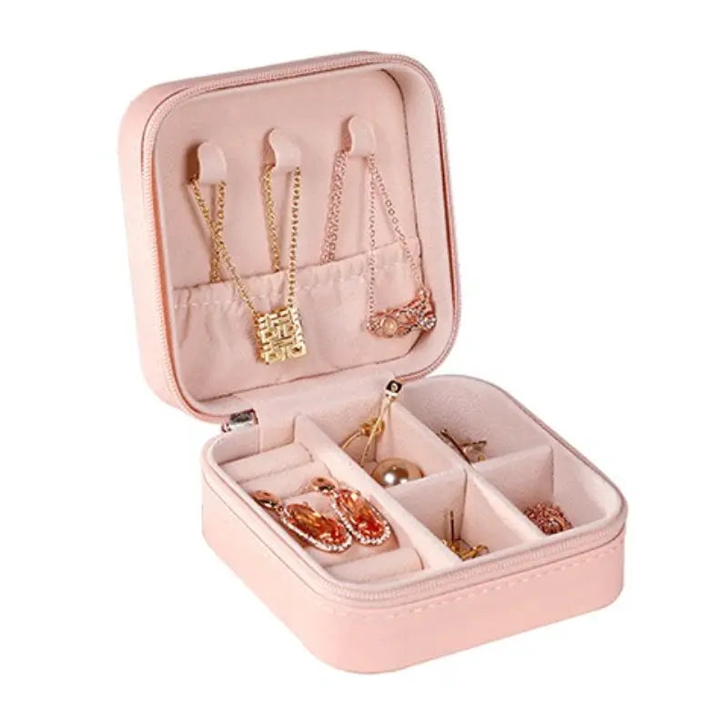 Square Jewelry Organizer Box With Lid Travel Case For Earrings And Necklaces And Rings Six Color Options Gift For Women
