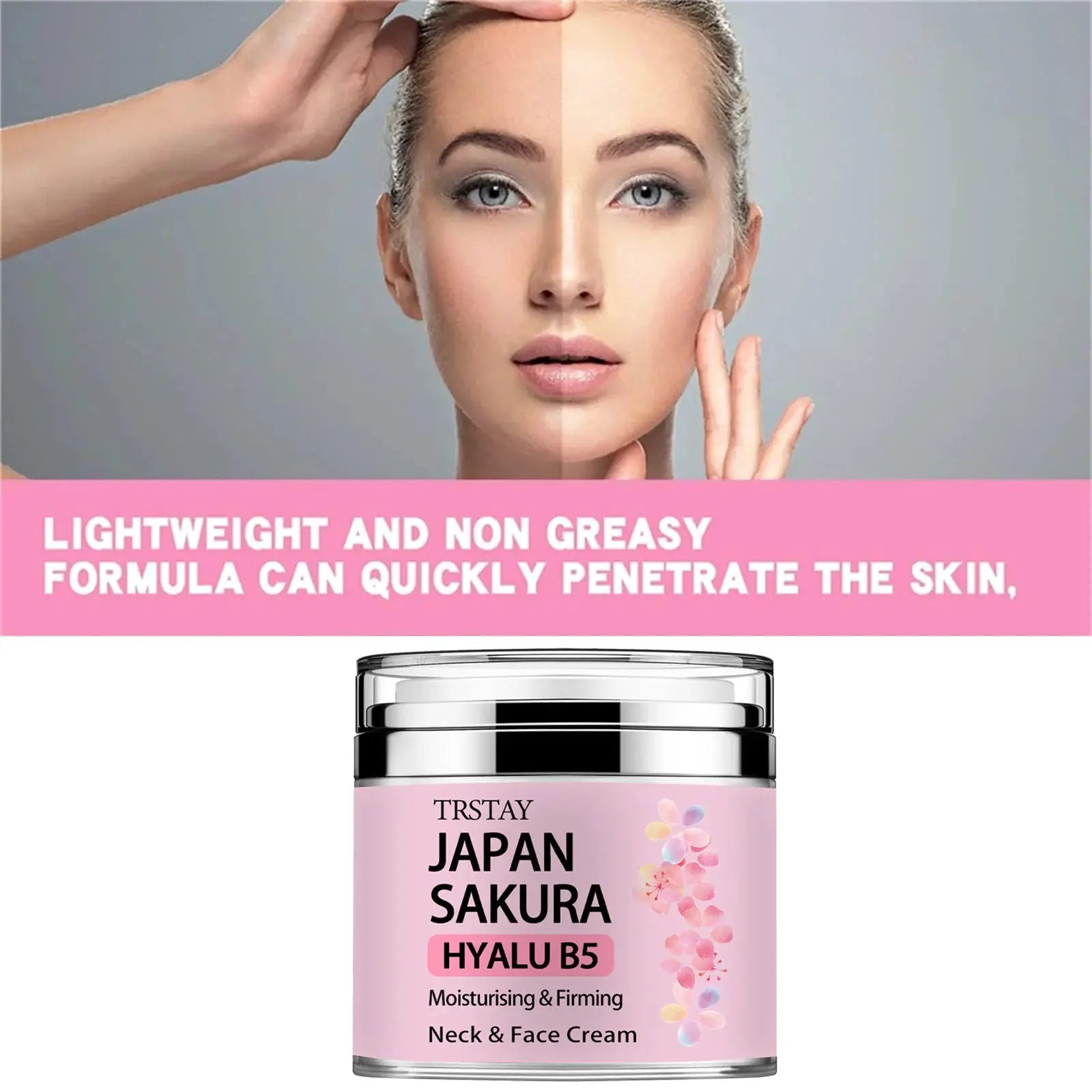Japan Sakura Essence Cream With Hyaluronic Acid Hydration For Face And Neck Tone Up For Unisex Skin