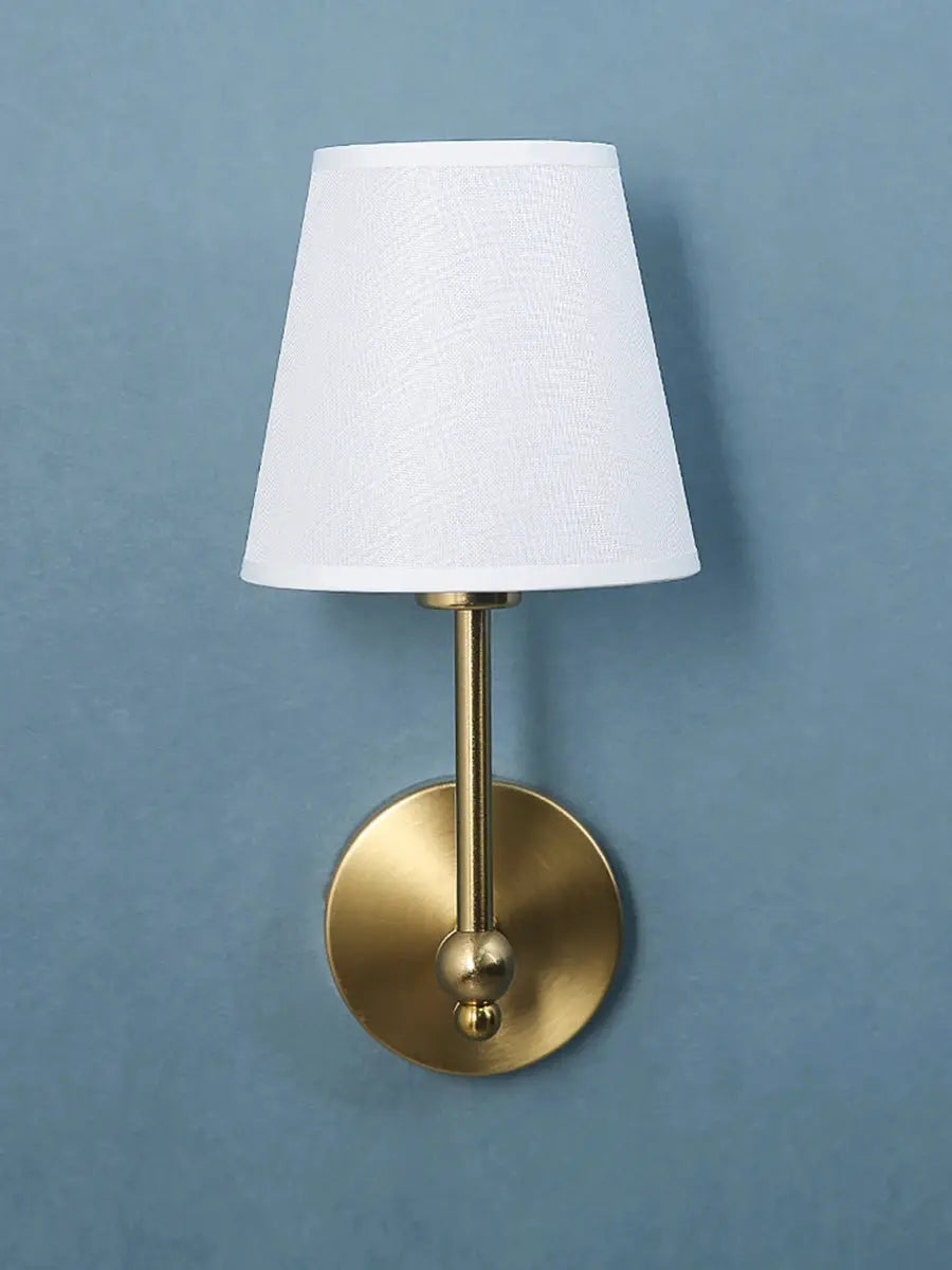 Wall lamp by Simples Market, American Retro brass finish with white fabric shade