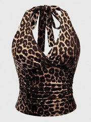 Spicy Girls Y2K Tank Top Harajuku Graphic Print Crop Top Leopard Lace Accent Streetwear Tee