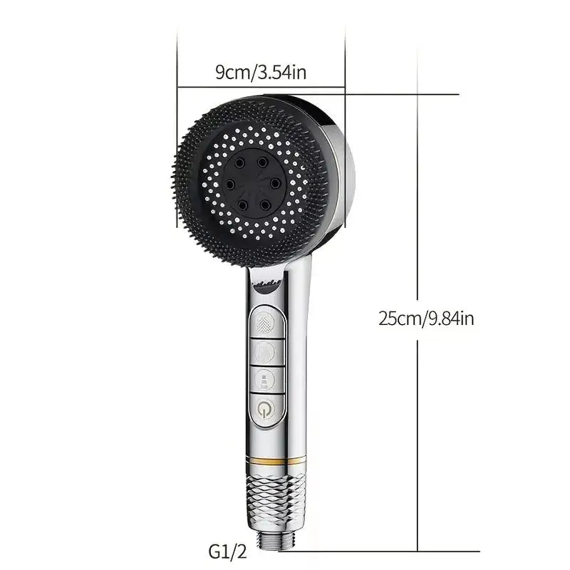 Filtered Shower Head With Four Spray Settings Water Seal ABS Plastic