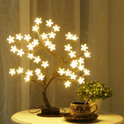 Cherry Blossom LED Bonsai Tree Lamp 17 Inch USB Powered Tabletop Light for Home Decor