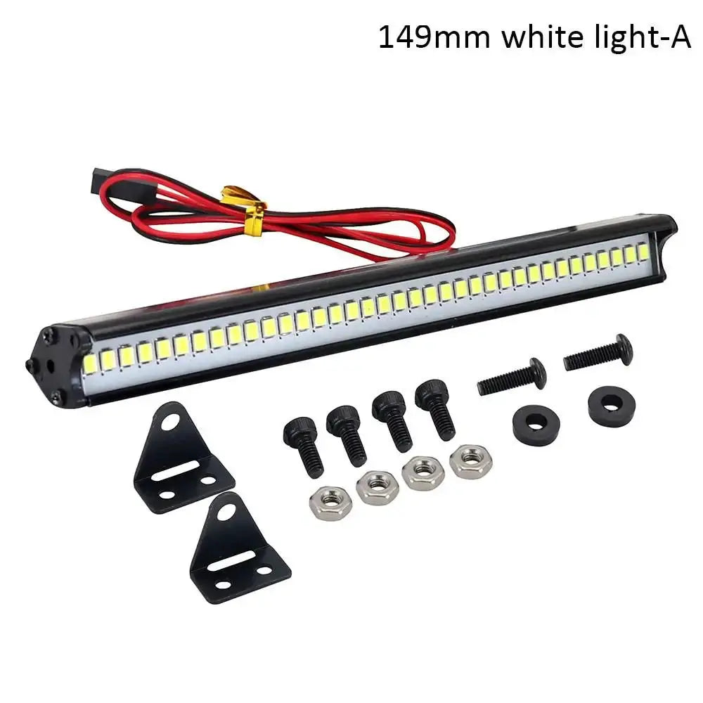 RC Car Roof LED Light Bar 53 to 149 mm Adjustable for One Tenth and One Eighth Scale Crawlers Fits TRX4 And SCX10