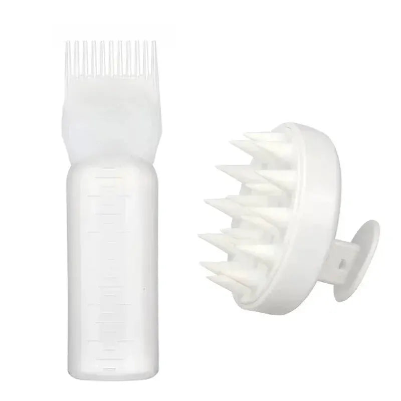 Silicone Shampoo Brush Head Scalp Massage Comb Hair Dye Tint Oil Applicator Bottle With Brush