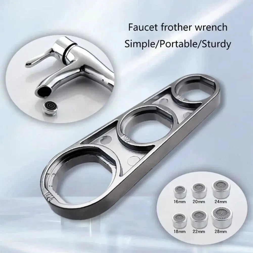 Simples Market 6-in-1 faucet wrench tool; stainless steel spanner with six sizes for aerator removal.