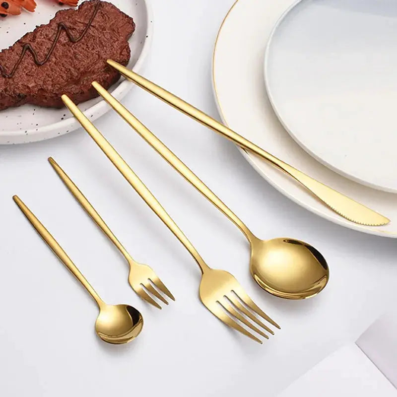 Stainless Steel Cutlery Set 5-Piece Or 30-Piece Includes Steak Forks Dessert Spoons Fruit Forks For Banquet Guests